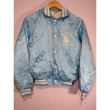 Vintage Bomber Blue Satin Widefield CO Gladiators S Streetwear Grunge Retro