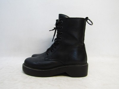 Steve Madden Womens Sz 7.5 M Black Leather Zip Lace Up Ankle Fashion Boots