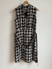 Hobbs Floretta Houndstooth Dress Black And White UK10 Work Casual