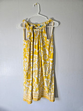 Beach House Yellow White Floral Sleeveless Dress Women’s Small Summer Resort
