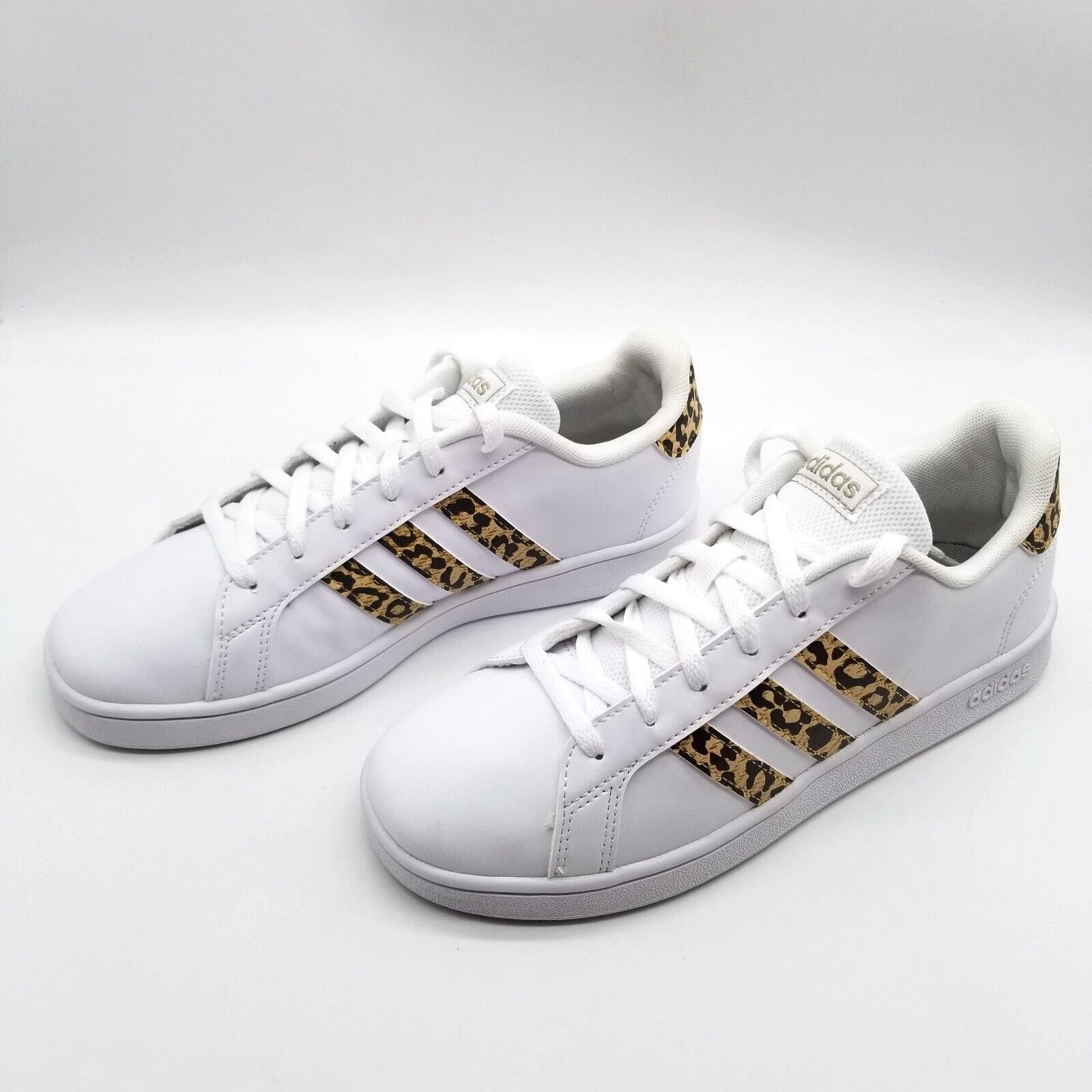 Scarpe Adidas Grand Court K bianche champagne stampa leopardata FZ3510 giovani taglia 4 5 Y