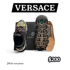 Versace Trigreca Low-Top Sneakers Black Men  s Size 42 US 9 100 Authentic