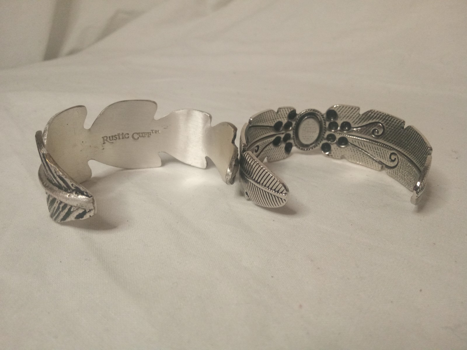 2 Metal Silver Colored Braclet Rustic Cuff - image 2