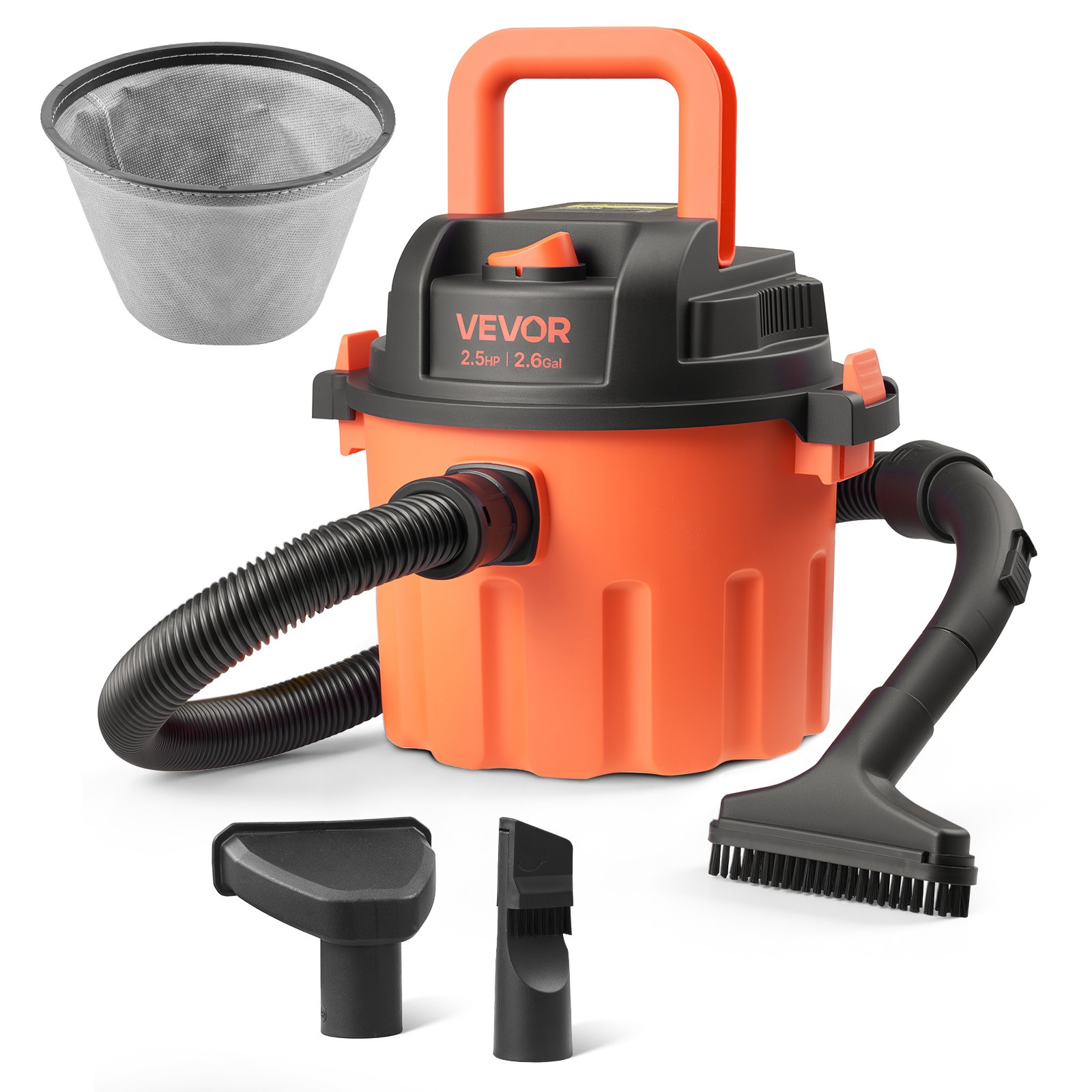 VEVOR 2.6 Gal Shop Vac 2.5HP Portable Dry Vacuum 800W with N