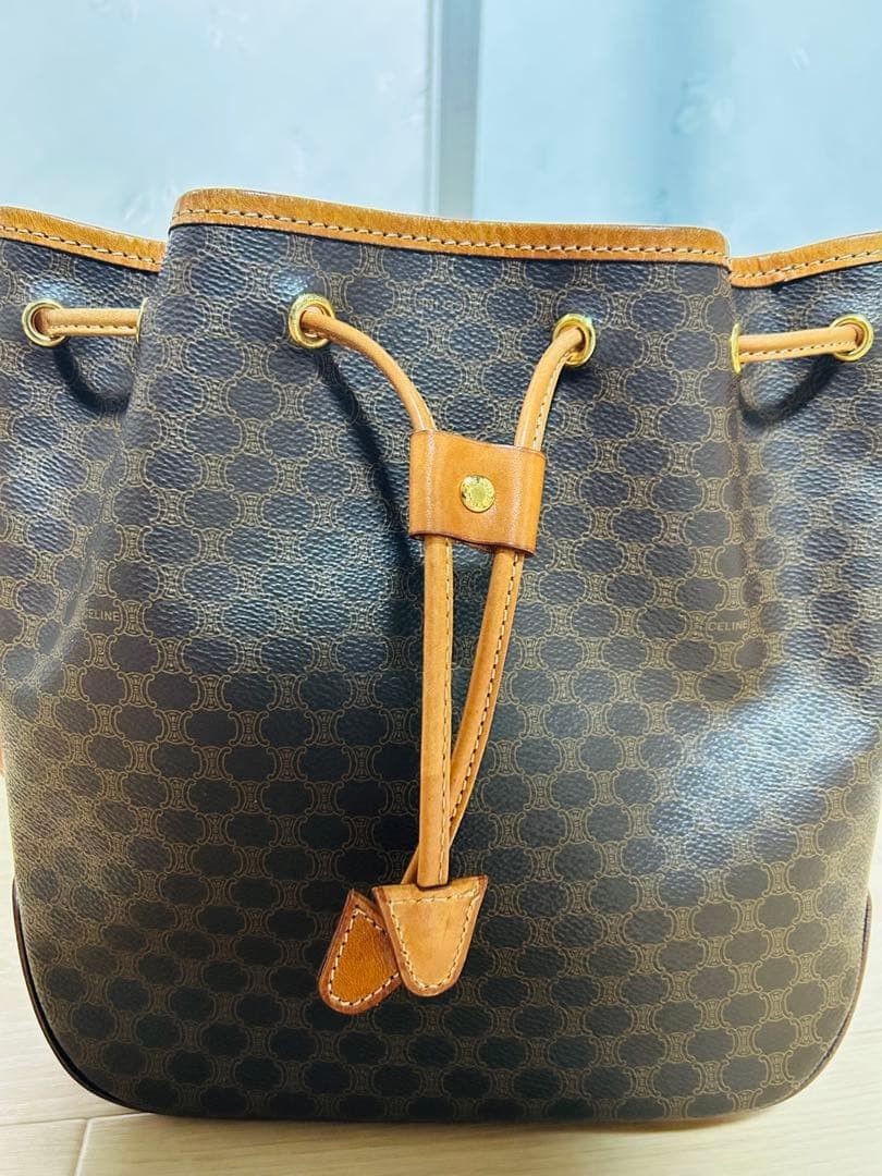 Unused [CELINE] Macadam Pattern Drawstring Should… - image 11