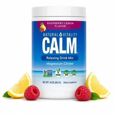Natural Vitality CALM Magnesium Citrate Drink Mix Raspberry Lemon 16oz
