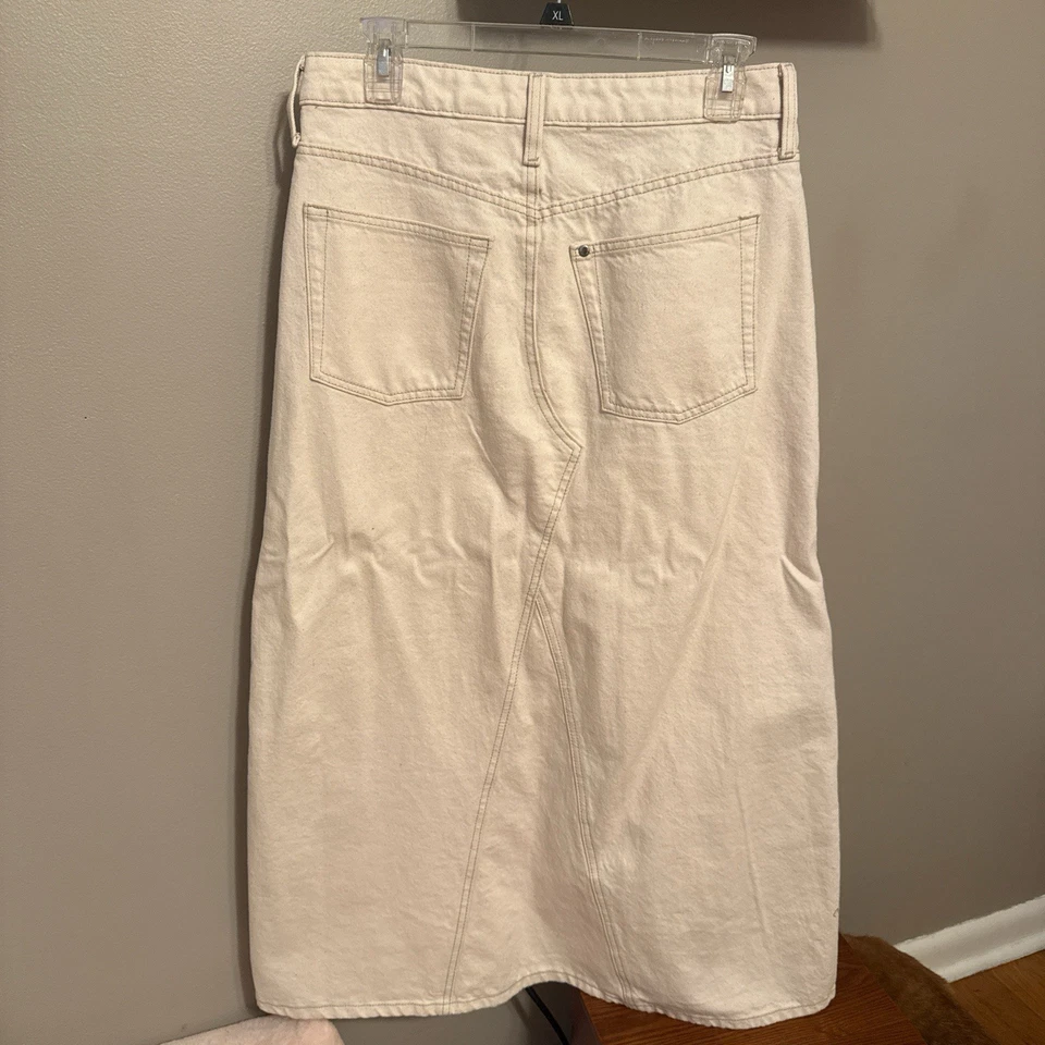 Maxi falda vaquera para mujer H&M crema talla pequeña Foto 2 de 2