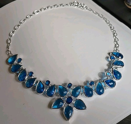sterling silber kette mit Sim. London Blautopas 20", 60. Gramm
