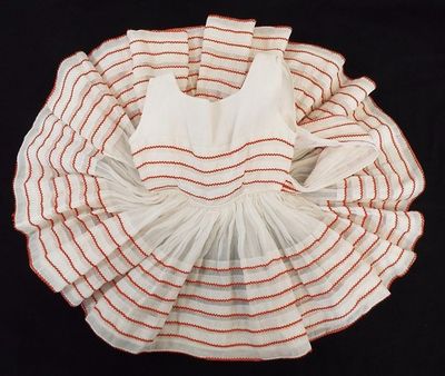 #ad VTG 1964 White Red Ric Rac Full Circle Dress amp; Photo PETTICOAT Rockabilly Party $100.00