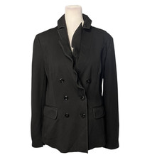 White House Black Market Ruffle Lapel Black Jacket Blazer Size 10