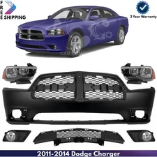 Front Bumper Cover Fascia & Grille Assembly Kit For 2011-2014 Dodge Charger