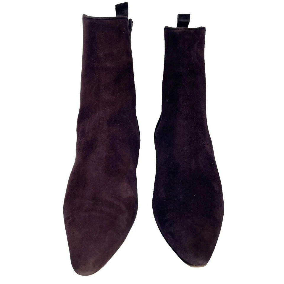 Manolo Blahnik Chelsea Punta Gamuza Gatito Tacón Bota Talla 36 EE. UU. 6 Ret $945 Foto 2 de 4