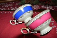 (2) 24K Plated Pheasant/Rooster Footed Teacup & Saucer Del Mar Japan