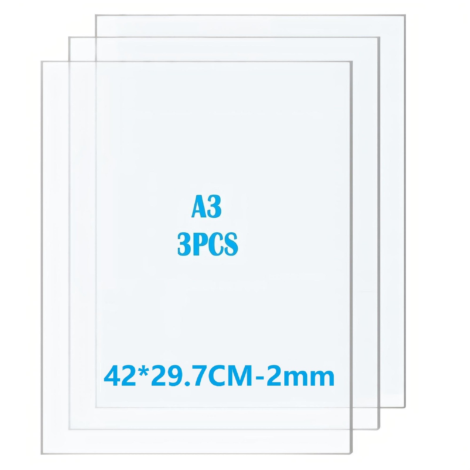 Plaque acrylique transparente A3 feuille plastique rigide 297 x 420 x 2 mm pour plaque de protection