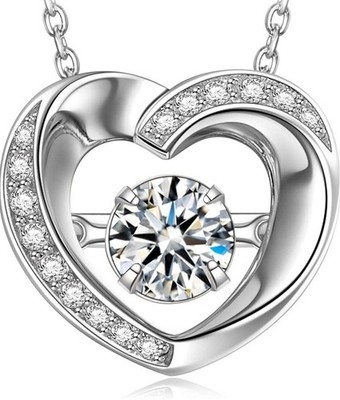 DANCING HEART ''Wonderful World'' 925 Sterling Silver Pendant Necklace