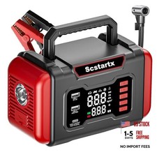 Portable Car Jump Starter Air Compressor, 4000A Peck 150 PSI Black and Red