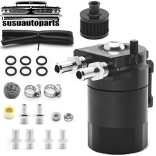 Black Universal Oil Catch Can Kit 300ml Tank Baffled Reservoir Breather Filter