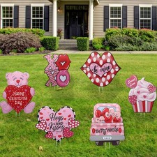 6 Pieces Valentines Day Decorations Outdoor Valentine's Day Yard Stakes Sign