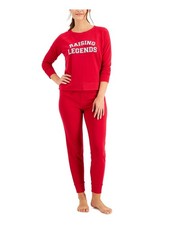 FAMILY PJs Womens Red Top Elastic Band Long Sleeve Lounge Pants Pajamas XL