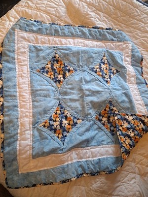 New Handmade Goldfish Baby Quilt 30x30 Cotton Blanket, cathedral window quilt 