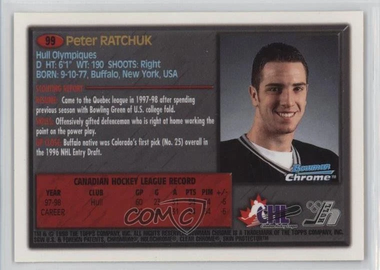 1998-99 Bowman Chrome CHL Peter Ratchuk #99 - Image 2 of 2
