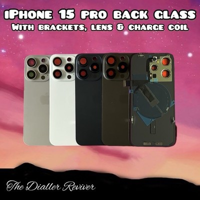 iPhone 15 Pro - Rückseite Backglas Ersatz mit Kameralinse, Halterungen & NFC Spule