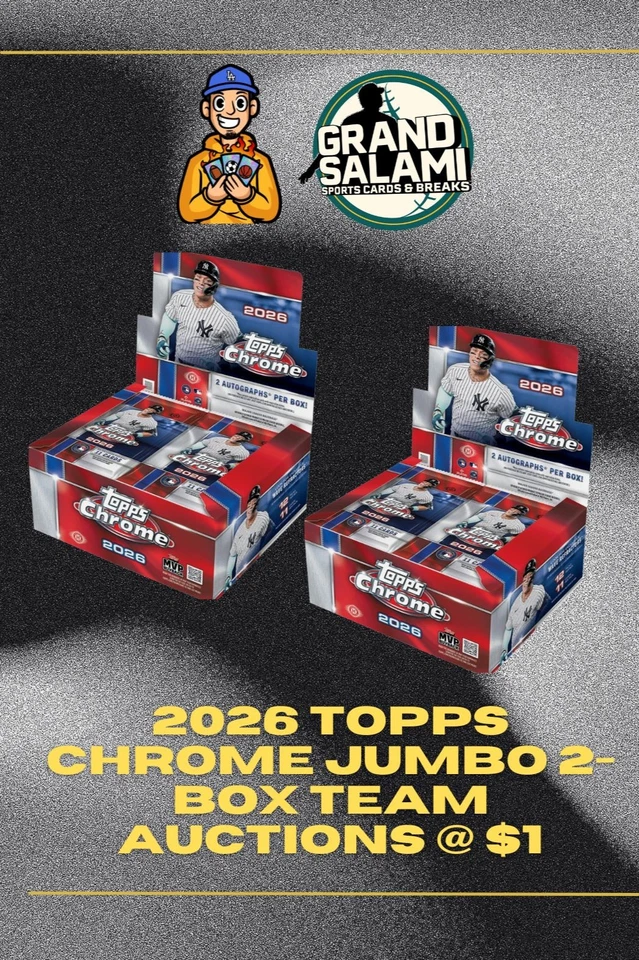 2026 TOPPS CHROME JUMBO 2-BOX TEAM AUCTIONS @ $1