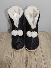 Cuddi Duds Women's Warm Boots Slippers Size L  9-10  Black
