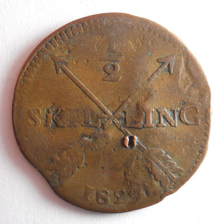 1829 SWEDEN 1/2 SKILLING Low Mintage Vintage Coin Big Value LOT #J16
