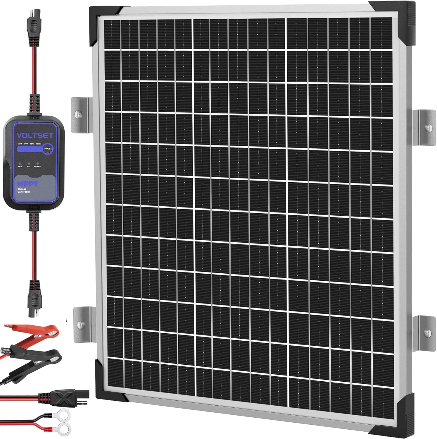 Upgraded 50W 12V Solar Battery Trickle Charger Maintainer wi