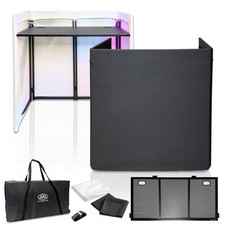 AxcessAbles Portable DJ Facade Booth with Carry Case   40" x 20" Tabletop, Steel