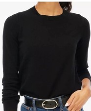 J. Crew Teddie Sweater Women  s Black Cotton Crew Neck Long Sleeves Sz Small