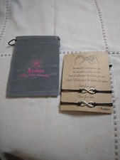 NEW Best Friends INFINITY Bracelet Set Gift Bag Adjustable BFF Silver Tone