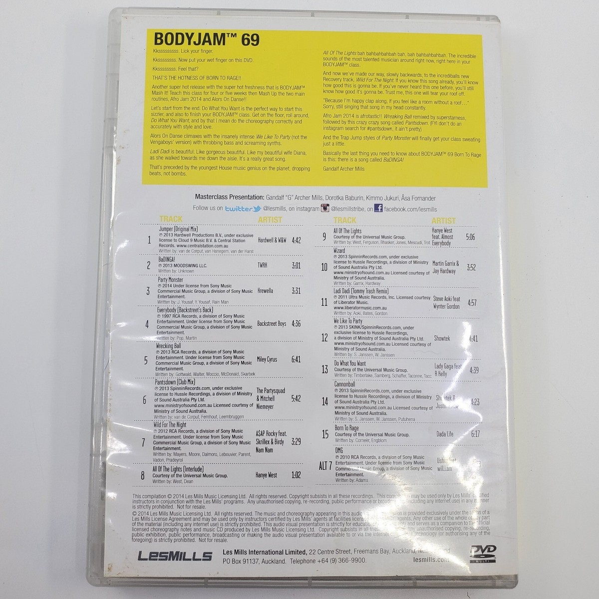 レズミルズ【BODYJAM69】CD DVDコリオ Les Mills BODYJAM 69 DVD Notes CD Body Jam Born To Rage
