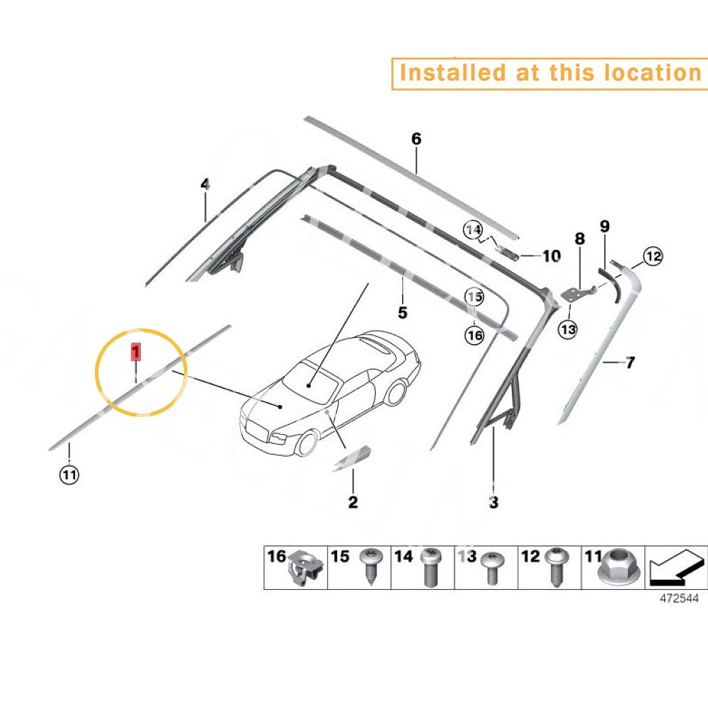 For Rolls-Royce Ghost Wraith Dawn Hood Center Decorative bright strip51147347503
