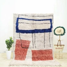 Moroccan Shag Rug, Abstract Rug, Art Rug, Handmade Berber Rug, Beni Ourain Rug,