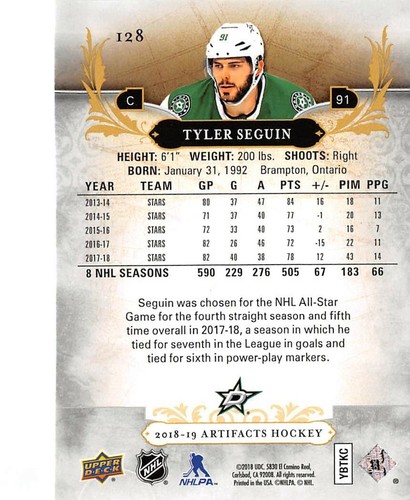2018-19 Artifacts Purple #128 Tyler Seguin S /20 - Picture 2 of 2