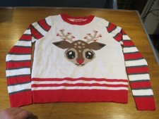 Kids Ugly Christmas Sweater With Reindeer Size L 14-16 Free Shipping