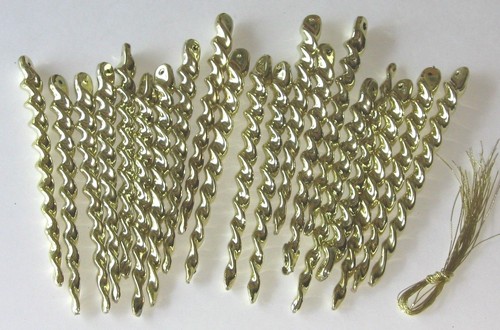 Eiszapfen Weihnachtsbaum Gold Mini Ornamente 5 1/2" bruchsicher mit Aufhängern - Bild 1 von 2