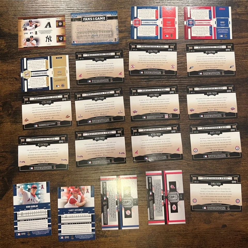 Lote de insertos Playoff Prestige 2005 bases adicionales negras/25, verde púrpura + más patio Foto 2 de 2