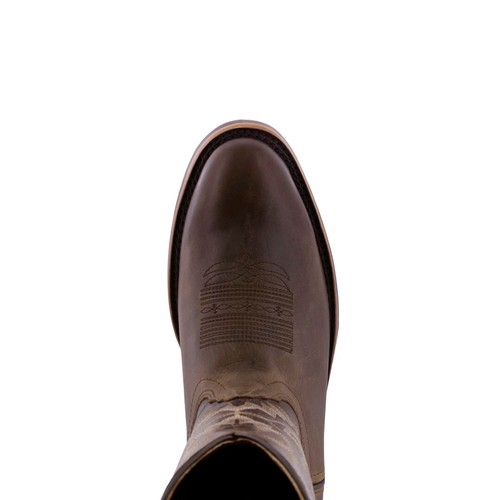 Botas de Vaquero Occidentales para Hombre Marrón Cuero Real Clásicas Rodeo Puntera de Cuerda Botas - Imagen 4 de 5