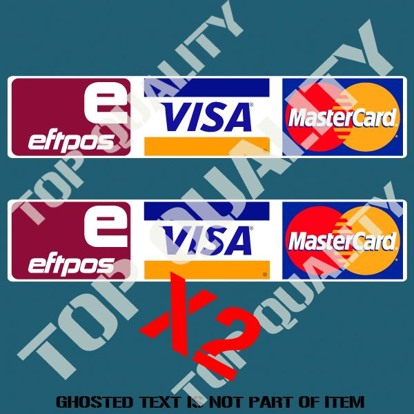 EFTPOS VISA MASTERCARD X2 DECAL STICKER SHOPFRONT WINDOW STORE MERCHANT ...