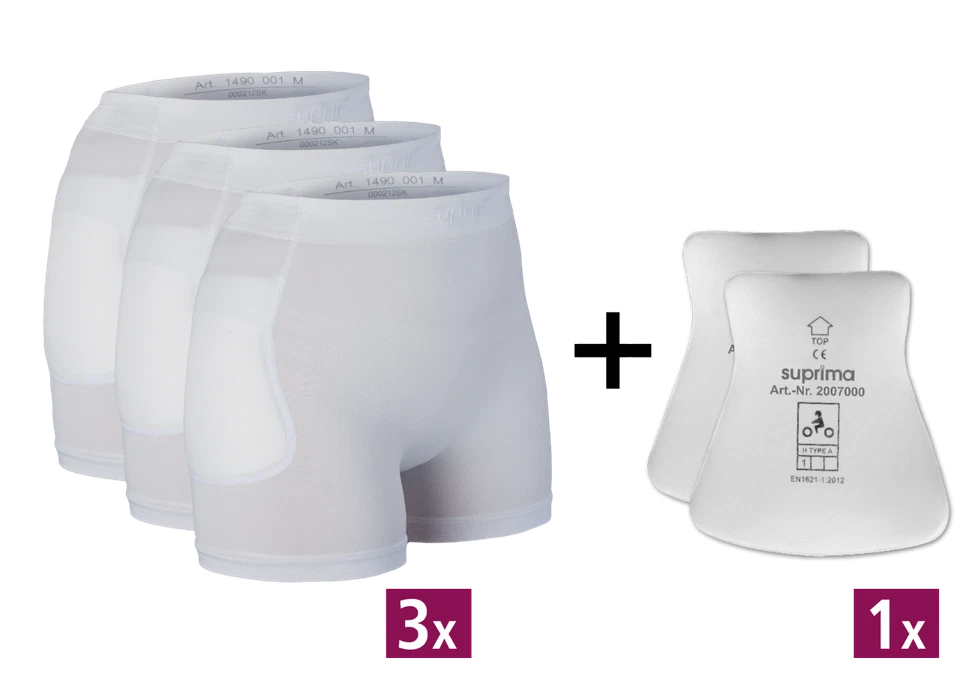 Hüftschutzhose mit Protektoren Hüftprotektor SET3+2007 SUPRIMA Hüftpolster