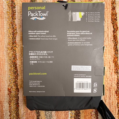 PackTowl Toalla de Campamento de Secado Rápido Microfibra Cuerpo Personal 16.5 x 36" Azul Grande - Imagen 2 de 4