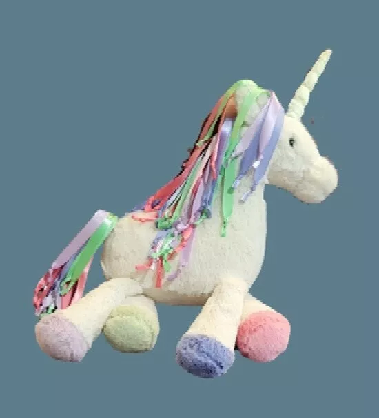 Jellycat Lollopylou Plush Unicorn Rainbow Pastel Ribbon White