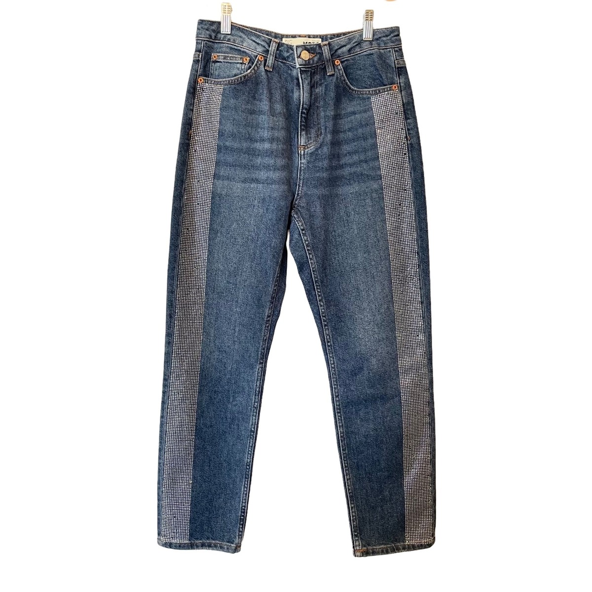 TopShop Moto Womens Size 28 Hi Rise Denim Jeans Embellished Side