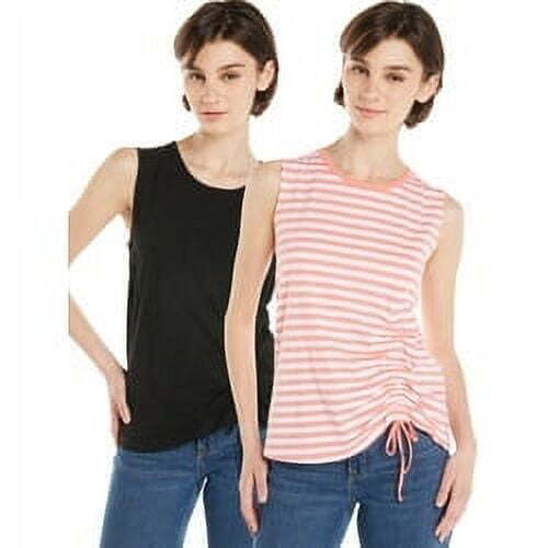 Time and Tru Women's Front Cinch Tank 2-pack Size M Black/Orange --Z1 - Picture 1 of 4