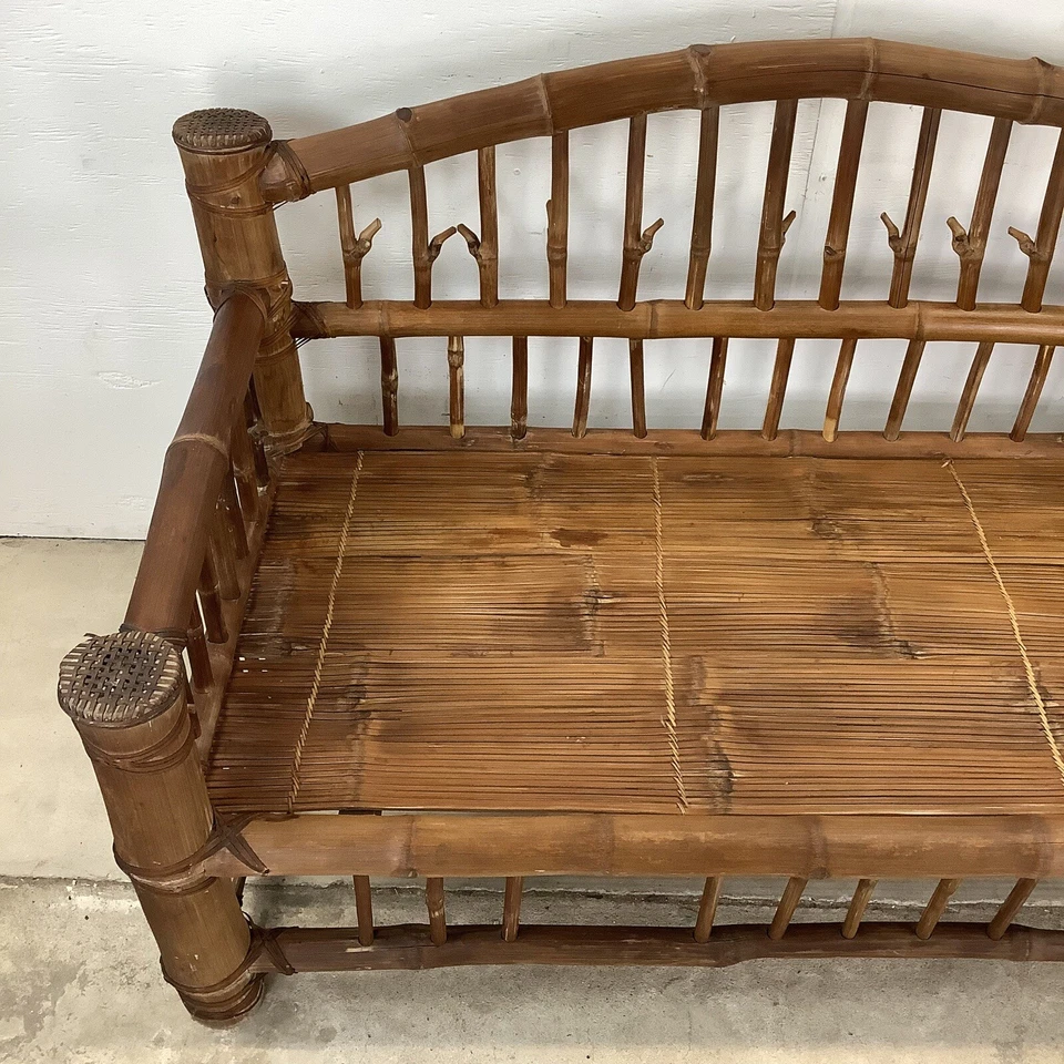 Sofá o sofá cama de bambú vintage - Hollywood Regency Foto 3 de 4