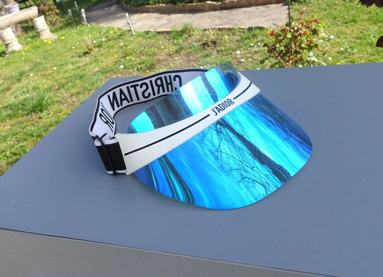 DIOR VISOR logo sunglasses cap hat blue white logo christian club 1 diorclub1