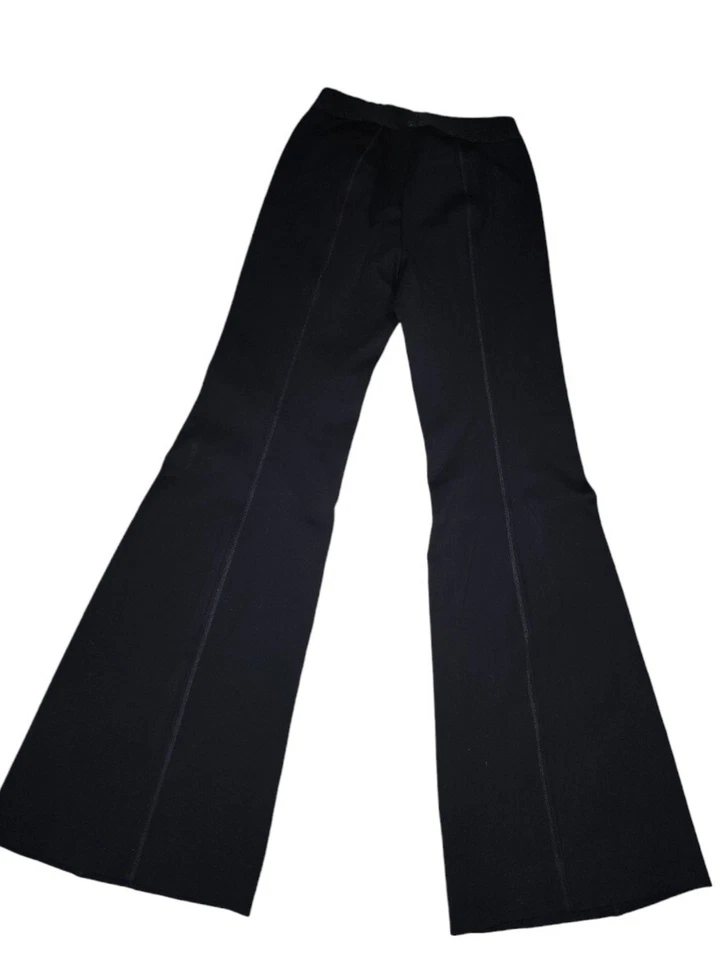 Pantalones Yoana Baraschi negros acampanados de pierna pequeña pierna ancha cintura alta Foto 2 de 4